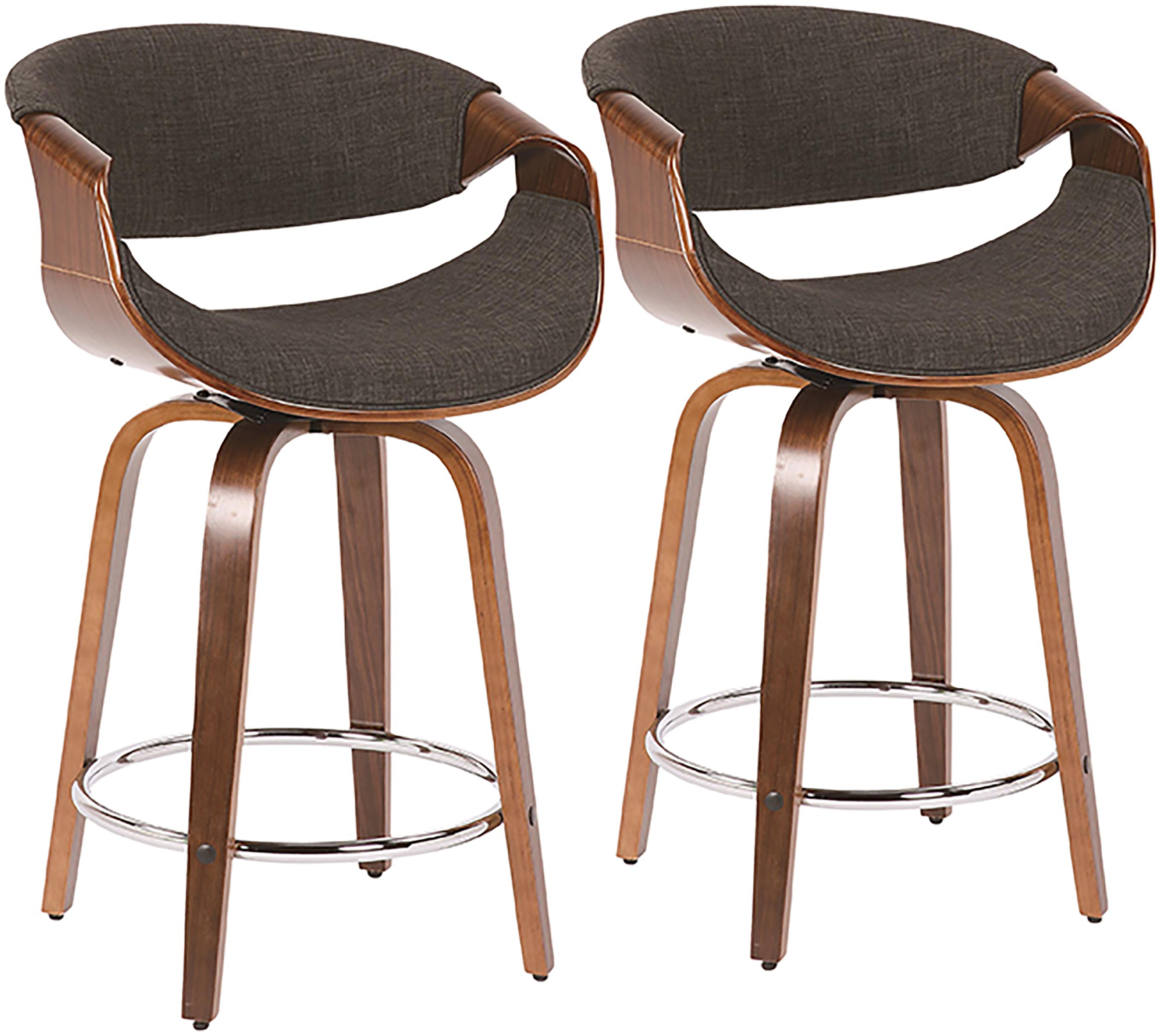 B24-CRVNIT-WLCHAR2 Mid Century Charcoal Gray Swivel Counter Height Stool (Set of 2) - Curvo-1