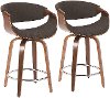 B24-CRVNIT-WLCHAR2 Mid Century Charcoal Gray Swivel Counter Height Stool (Set of 2) - Curvo