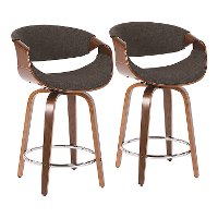 B24-CRVNIT-WLCHAR2 Mid Century Charcoal Gray Swivel Counter Height Stool (Set of 2) - Curvo