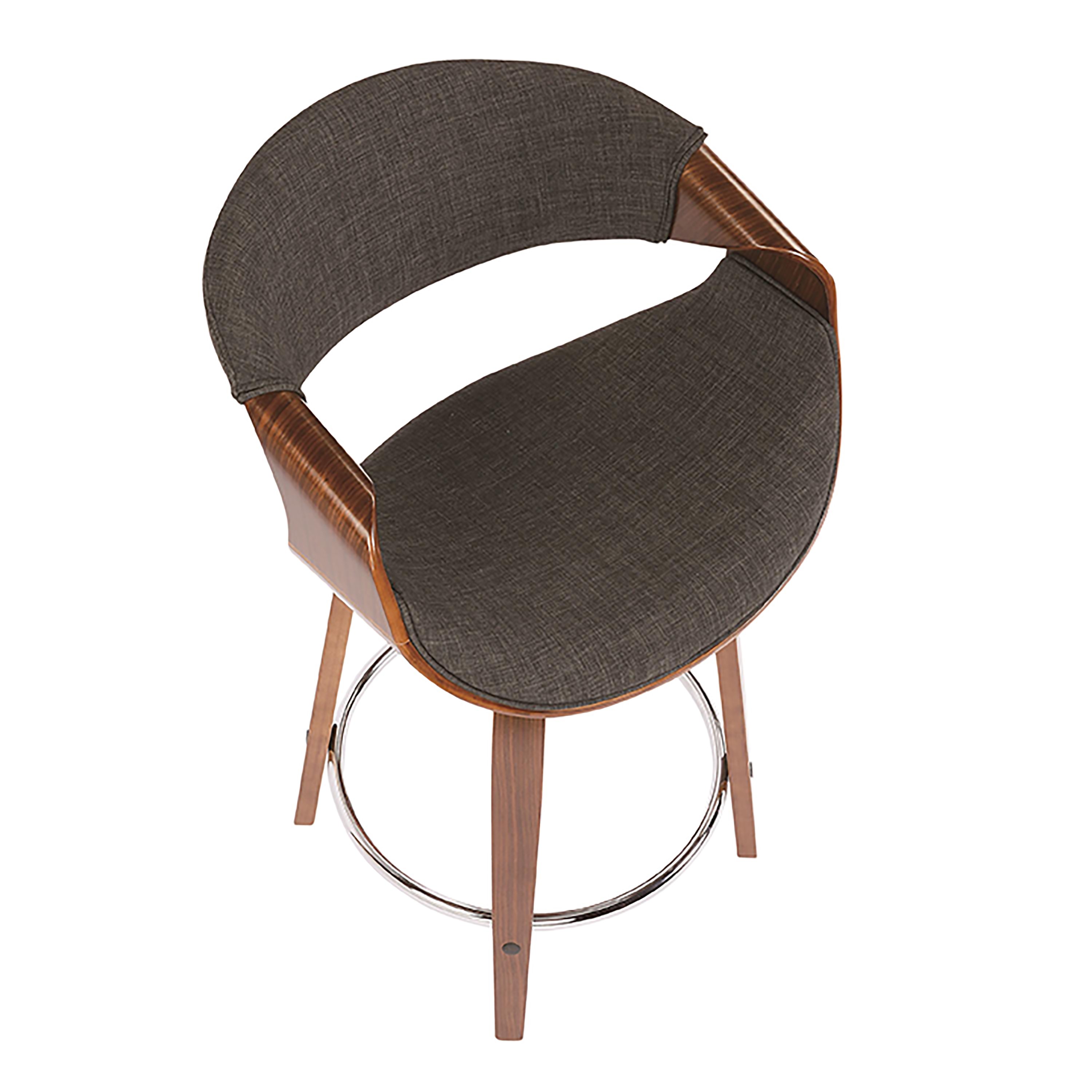B24-CRVNIT-WLCHAR2 Mid Century Charcoal Gray Swivel Counter Height Stool (Set of 2) - Curvo-5