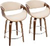 B24-CRVNIR-WLCR2 Mid Century Cream Swivel Counter Height Stool (Set of 2) - Curvo