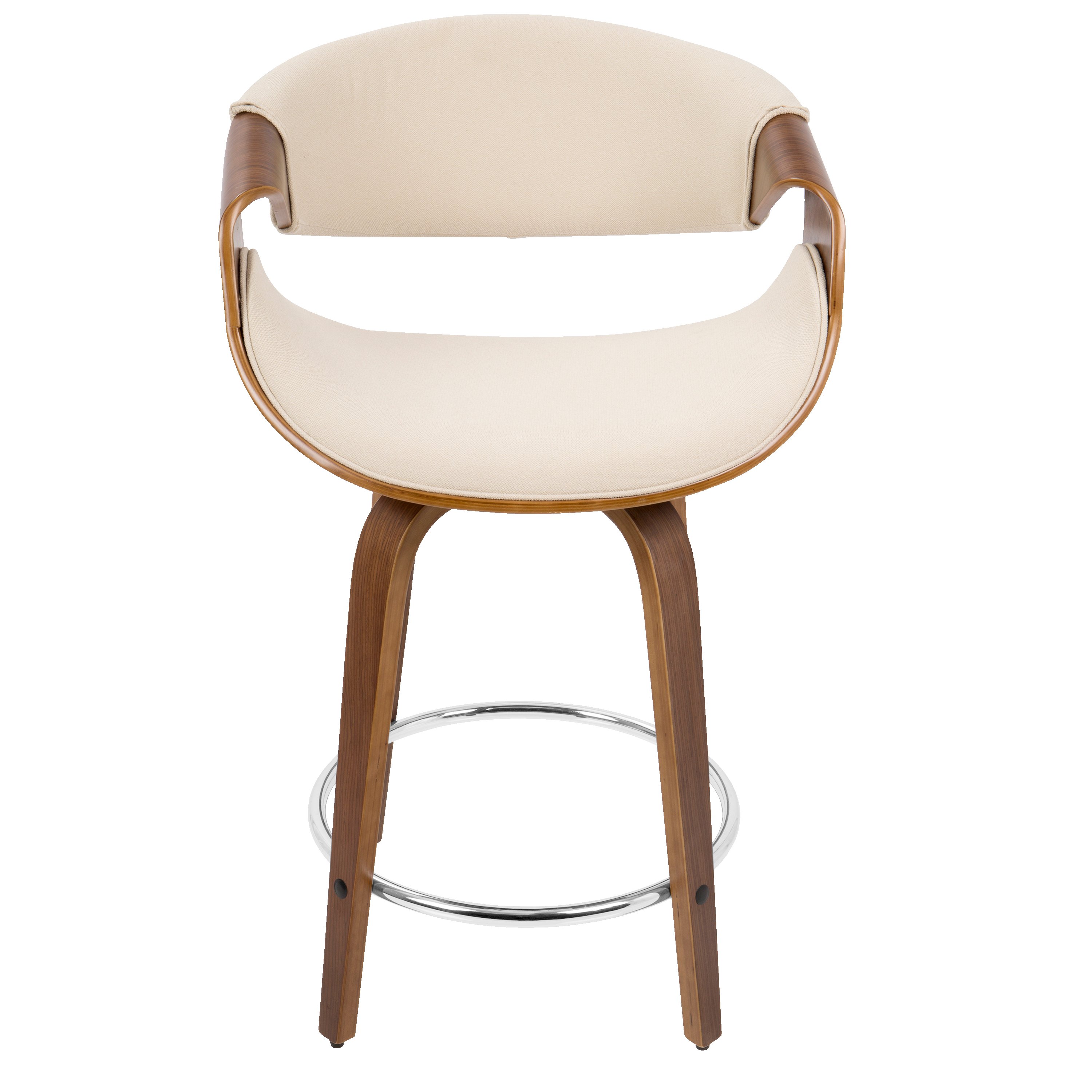 B24-CRVNIR-WLCR2 Mid Century Cream Swivel Counter Height Stool (Set of 2) - Curvo-2