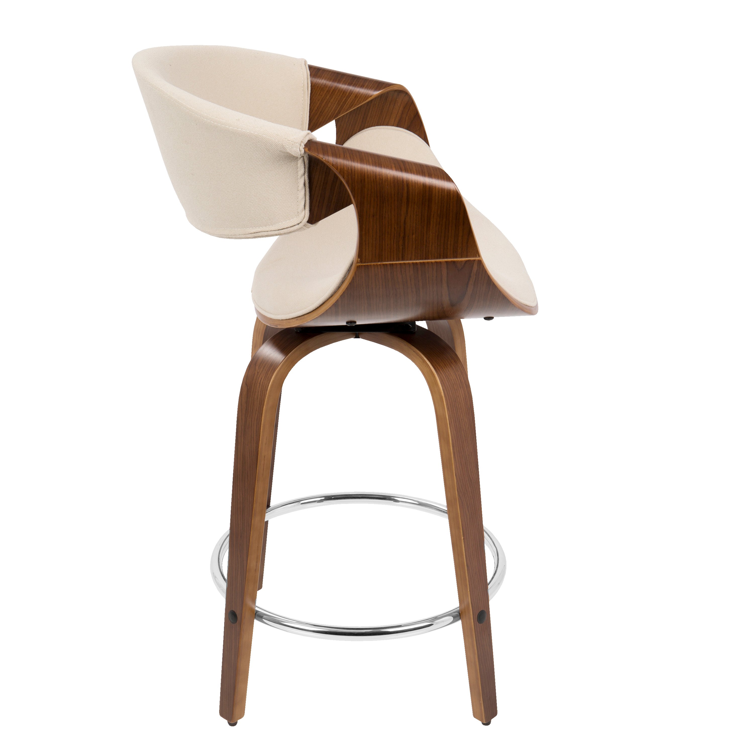 B24-CRVNIR-WLCR2 Mid Century Cream Swivel Counter Height Stool (Set of 2) - Curvo-3