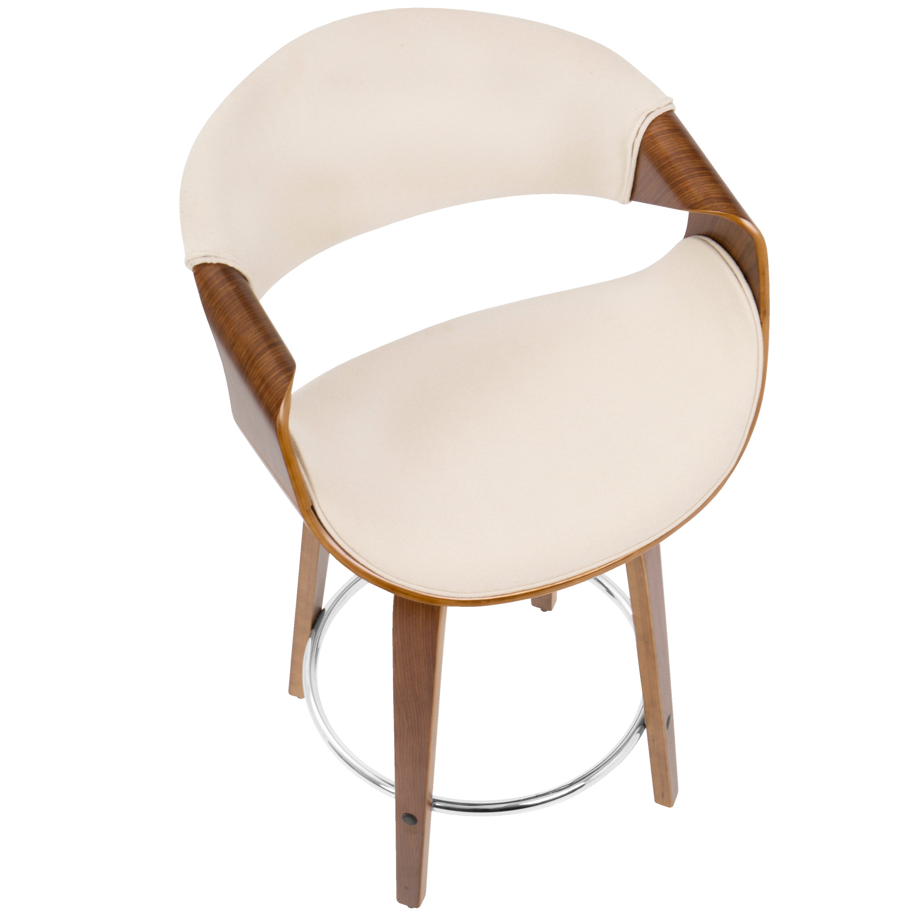 B24-CRVNIR-WLCR2 Mid Century Cream Swivel Counter Height Stool (Set of 2) - Curvo-5