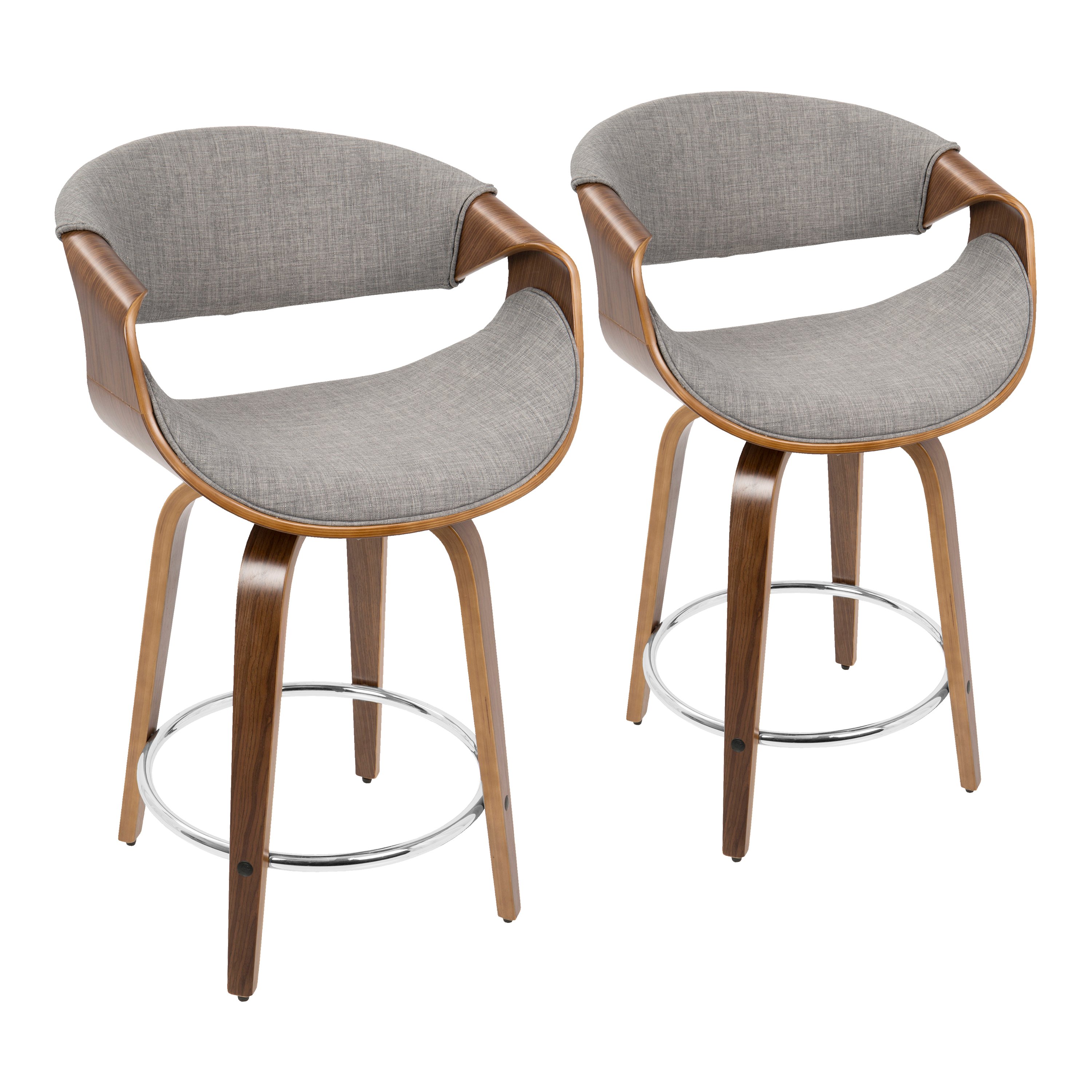 B24-CRVNIR-WLLGY2 Mid Century Gray Swivel Counter Height Stool (Set of 2) - Curvo-1