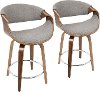 B24-CRVNIR-WLLGY2 Mid Century Gray Swivel Counter Height Stool (Set of 2) - Curvo