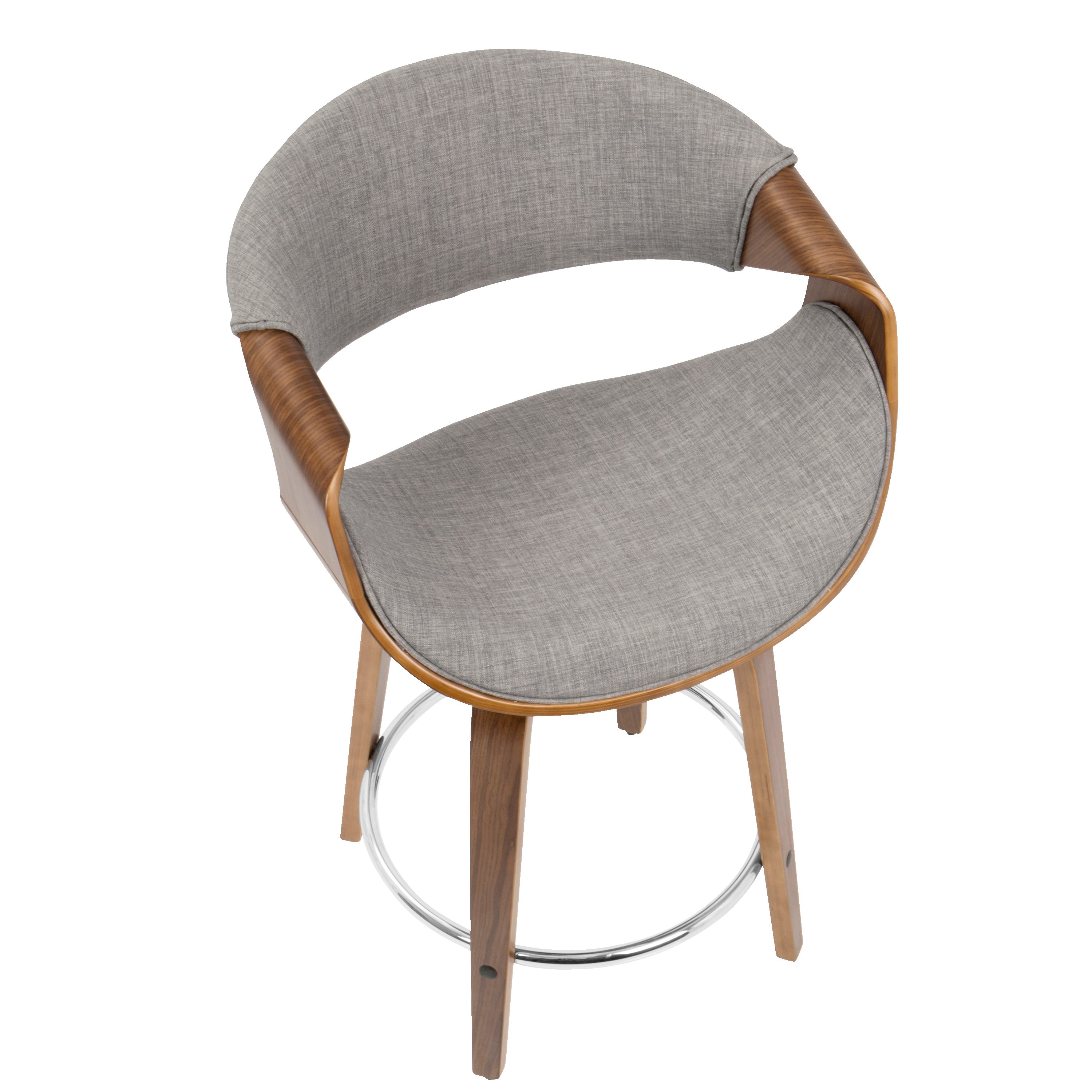 B24-CRVNIR-WLLGY2 Mid Century Gray Swivel Counter Height Stool (Set of 2) - Curvo-5