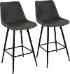 B26-DRNG-BK+GY2 Contemporary Black Bucket Seat Counter Height Stools (Set of 2) - Durango