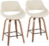 B26-FBCO2X-WLCR2 Mid Century Cream and Walnut Counter Height Stool (Set of 2) Fabrizzi