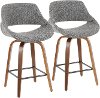 B26-FBCO2X-WLGY2 Mid Century Gray and Walnut Counter Height Stool (Set of 2) Fabrizzi