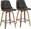 B26-GNNX-WLBK2 Mid Century Black Upholstered Swivel Counter Height Stool (Set of 2) - Gianna