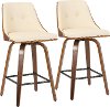B26-GNNX-WLCR2 Mid Century Cream Upholstered Swivel Counter Height Stool (Set of 2) - Gianna