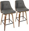 B26-GNNX-WLGY2 Mid Century Gray Upholstered Swivel Counter Height Stool (Set of 2) - Gianna