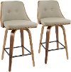 B26-GNNX-WLLGY2 Mid Century Light Gray Upholstered Swivel Counter Height Stool (Set of 2) - Gianna