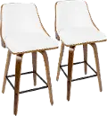 B26-GNN2-SWVX WLW2 Mid Century White Swivel Counter Height Stool (Set of 2) - Gianna