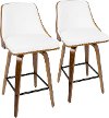 B26-GNNX-WLW2 Mid Century White Upholstered Swivel Counter Height Stool (Set of 2) - Gianna