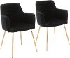 CH-ANDRW-AUVBK2 Contemporary Black and Gold Upholstered Dining Room Chair (Set of 2) - Andrew