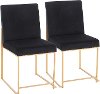 DC-HBFUJI-AUVBK2 Modern Black and Gold Upholstered Dining Room Chair (Set of 2) - Fuji
