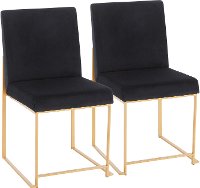 DC-HBFUJI-AUVBK2 Modern Black and Gold Upholstered Dining Room Chair (Set of 2) - Fuji