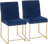 DC-HBFUJI-AUVBU2 Modern Blue and Gold Upholstered Dining Room Chair (Set of 2) - Fuji