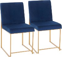 DC-HBFUJI-AUVBU2 Modern Blue and Gold Upholstered Dining Room Chair (Set of 2) - Fuji