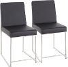 DC-HBFUJI-SSBK2 Modern Black and Silver Upholstered Dining Room Chair (Set of 2) - Fuji