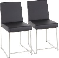 DC-HBFUJI-SSBK2 Modern Black and Silver Upholstered Dining Room Chair (Set of 2) - Fuji