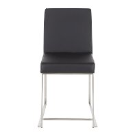 DC-HBFUJI-SSBK2 Modern Black and Silver Upholstered Dining Room Chair (Set of 2) - Fuji-4