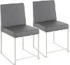 DC-HBFUJI-SSGY2 Modern Gray and Silver Upholstered Dining Room Chair (Set of 2) - Fuji