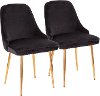 DC-MARCL-AU+BK2 Modern Black Velvet and Gold Dining Room Chair (Set of 2) - Marcel