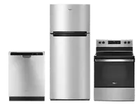KIT Whirlpool 3 Piece Electric Kitchen Appliance Package with Top Freezer Refrigerator
