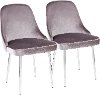 DC-MARCL-SV2 Modern Gray Velvet and Chrome Dining Room Chair (Set of 2) - Marcel