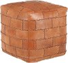 OT-COBBLER-VSBN Industrial Brown Leather Pouf Ottoman - Cobbler