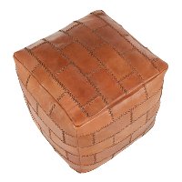 OT-COBBLER-VSBN Industrial Brown Leather Pouf Ottoman - Cobbler-3