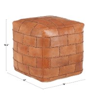 OT-COBBLER-VSBN Industrial Brown Leather Pouf Ottoman - Cobbler-5