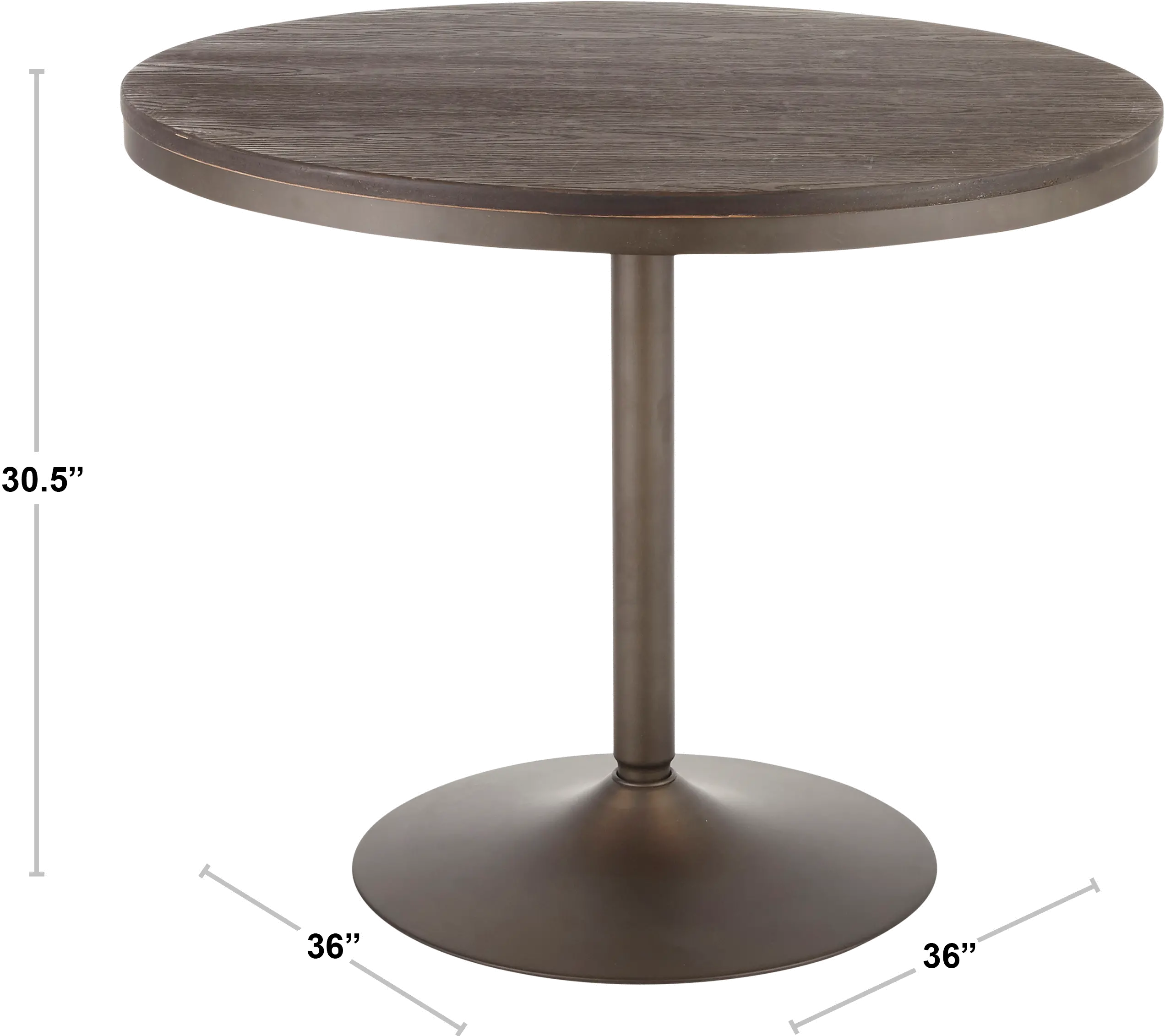 DT-DKTA-ANE Industrial Antique Metal and Wood Round Dining Room Table - Dakota-4