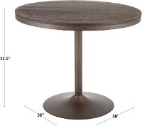 DT-DKTA-WBN Industrial White Metal and Wood Round Dining Room Table - Dakota-4
