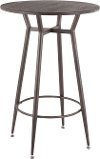 BT-CLARARN-ANE Industrial Antique Brown Wood and Metal Round Bar Table - Clara