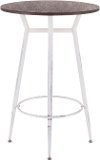 BT-CLARARN-VWE Industrial Wood and White Metal Round Bar Table - Clara