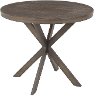 DT-XPEDSTL-ANES Industrial Antique Brown Wood and Metal Round Dining Room Table - Dakota