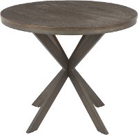 DT-XPEDSTL-ANES Industrial Antique Brown Wood and Metal Round Dining Room Table - Dakota-3