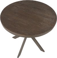 DT-XPEDSTL-ANES Industrial Antique Brown Wood and Metal Round Dining Room Table - Dakota-4