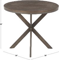 DT-XPEDSTL-ANES Industrial Antique Brown Wood and Metal Round Dining Room Table - Dakota-6