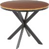 DT-XPEDSTL-BKWL Industrial Brown Wood and Black Metal Round Dining Room Table - Dakota