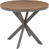 DT-XPEDSTL-GYBN Industrial Brown Wood and Gray Metal Round Dining Room Table - Dakota
