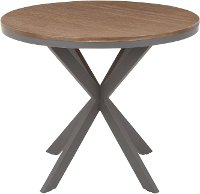 DT-XPEDSTL-GYBN Industrial Brown Wood and Gray Metal Round Dining Room Table - Dakota-3