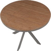 DT-XPEDSTL-GYBN Industrial Brown Wood and Gray Metal Round Dining Room Table - Dakota-4
