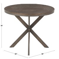 DT-XPEDSTL-GYBN Industrial Brown Wood and Gray Metal Round Dining Room Table - Dakota-6