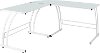 OFD-TM-BITDBL-W Frosted White Glass and White Metal Contemporary Desk - Gamma