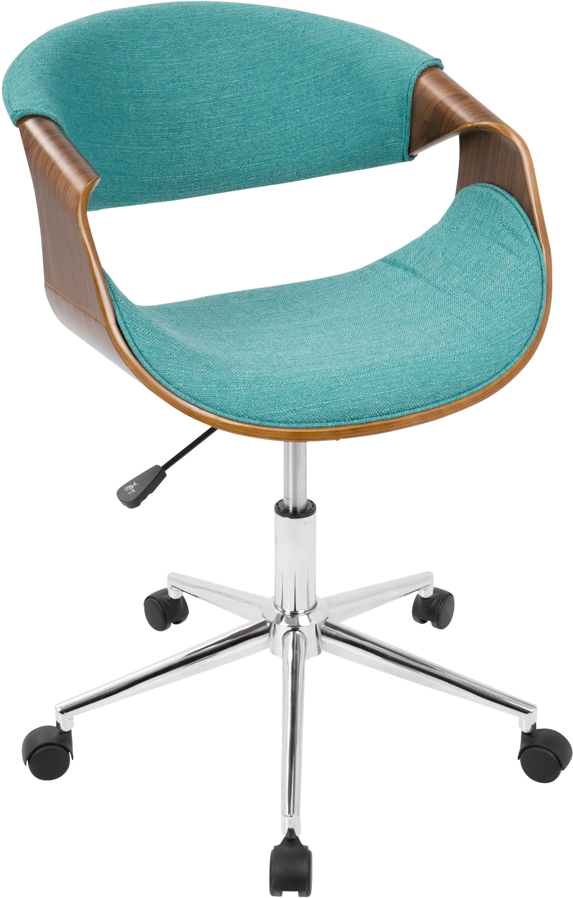 OFC-CURVO-WL+TL Walnut and Teal Mid-Century Modern Office Chair - Curvo-1